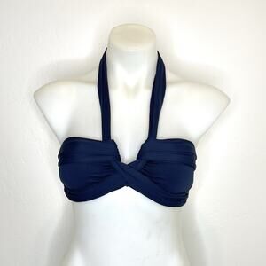 Seafolly Collective Halter Bandeau Bikini Swimsuit Top Womens US 6 Navy Blue